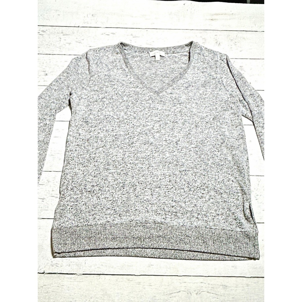 Lucky Brand Women’s Gray Solid Knit V-Neck Long Sleeve Pullover Sweater S